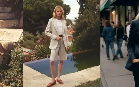 Tres mujeres con trajes elegantes, cada una irradiando una belleza andrógina única.