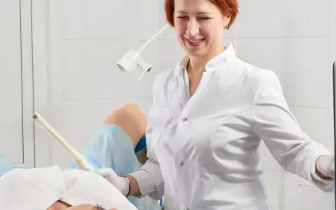 Lekarka wykonuje badanie USG, które może pomóc zdiagnozować pieczenie pochwy.