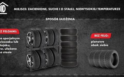 Jak przechowywać opony bez felg? Pionowo obok siebie, w zacienionym, suchym miejscu o stałej temperaturze.