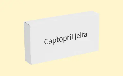 Opakowanie leku Captopril Jelfa. Stosowany w leczeniu nadciśnienia tętniczego i niewydolności serca.