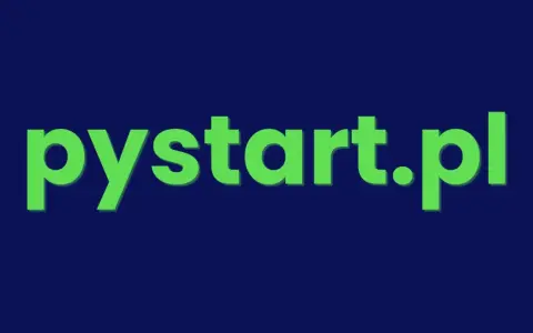 Zielony napis "pystart.pl" na granatowym tle. To miejsce, gdzie zaczynasz swoją przygodę z Pythonem.