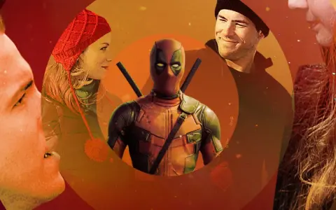 En montage av filmer med Ryan Reynolds, med Deadpool i centrum, omgiven av scener från hans andra filmer.