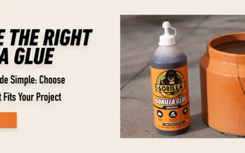 A bottle of Gorilla Glue Original sits next to a cracked terracotta pot being held by hands, illustrating common uses for repairing household items.