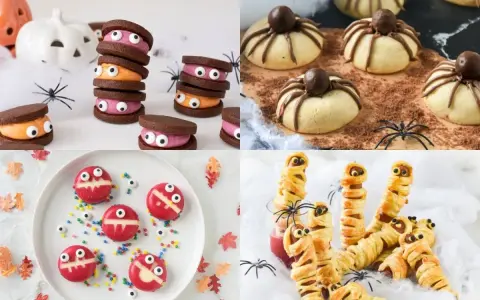 Galletas de monstruo, arañas y momias: ¡faciles comida Halloween niños! Perfectas para una fiesta espeluznante.