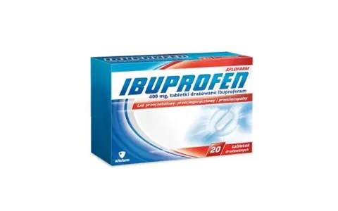 Opakowanie leku Ibuprofen 400 mg, tabletki drażowane, 20 sztuk.