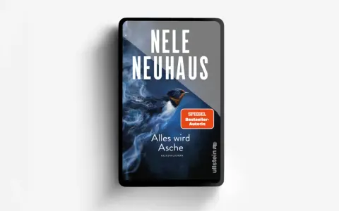Okładka nowej książki Nele Neuhaus "Alles wird Asche". W tle dym i jaskółka.