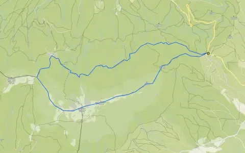 Mapa szlaku turystycznego w górach Beskidy, prowadzącego przez Babia Górę i okolice.
