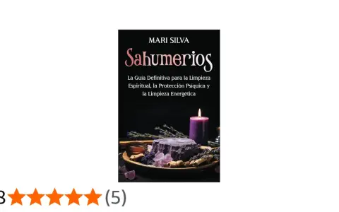 Libro "Sahumerios" de Mari Silva, con vela morada, cristales y hierbas. Explora el **sahumerio significado** para limpieza espiritual y energética.