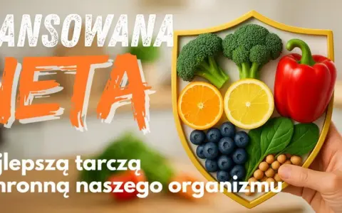 Zbilansowana dieta to najlepsza tarcza ochronna. Owoce i warzywa na tarczy symbolizują co na odporność.
