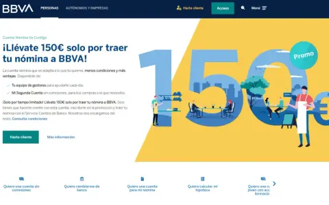 ¡Llévate 150€ por traer tu nómina a BBVA! Promoción para clientes que cambien su nómina.