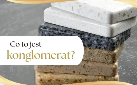 Stos próbek konglomeratu w różnych kolorach i wzorach. Dowiedz się, co to jest konglomerat i jakie ma zastosowania.
