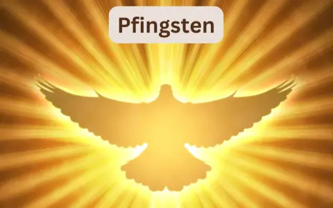 Ein leuchtender Geist in Taubenform vor goldenen Strahlen. Pfingsten 2027 – ein Symbol des Friedens und der Hoffnung.