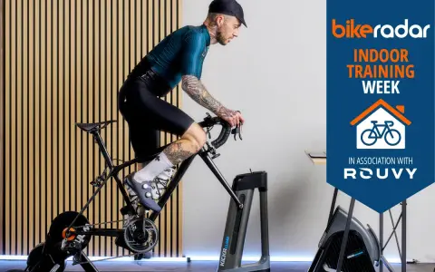 Man on a bike roller trainer, part of BikeRadar's Indoor Training Week.