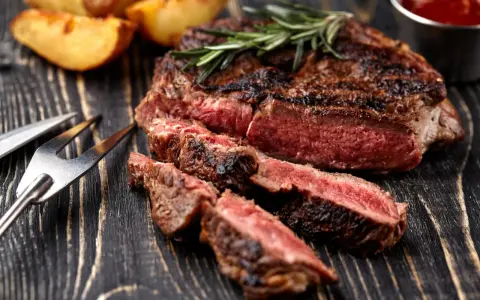 Saftig flankstek, perfekt grillad med rosmarin, serveras med klyftpotatis. En härlig flankstek marinad gör den extra god.