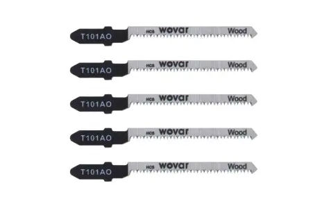 Cinco hojas de sierra de calar T101AO para madera, con dientes finos y marca Wovar.