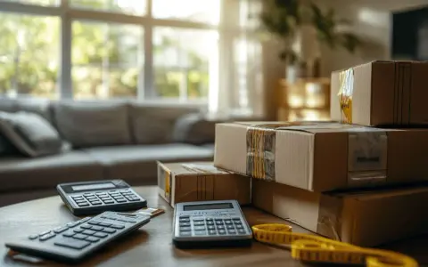 Calculatrices et cartons sur une table, prêts pour estimer le prix déménagement m3.
