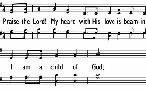 Nuty do piosenki "Kim ja jestem" z tekstem "I am a child of God".