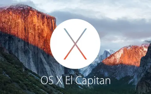 Ikona OS X El Capitan (macOS 10.11) na tle górskiego krajobrazu.