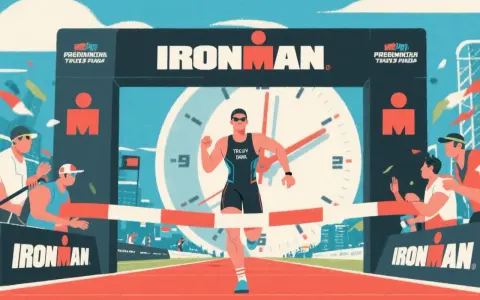 Un athlète franchit la ligne d'arrivée d'un Ironman, le temps s'arrête. Une image qui symbolise la nutrition et la performance.