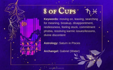 Karta 8 pucharów tarot: czas na odejście, poszukiwanie sensu i uwolnienie się od rozczarowań.