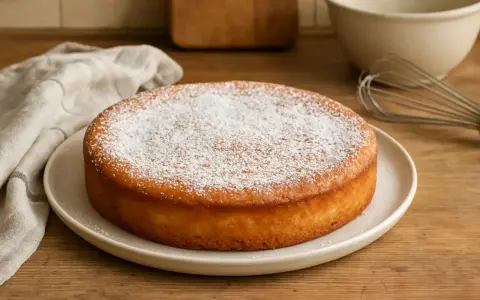 Gâteau lorrain saupoudré de sucre glace, prêt à être dégusté. Un délice pour un repas convivial.