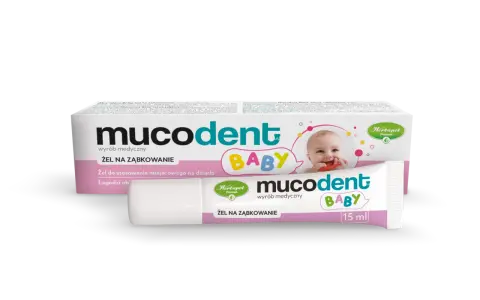 Żel Mucodent Baby na ząbkowanie, łagodzi dziąsła maluszka. Idealny podczas ząbkowania.