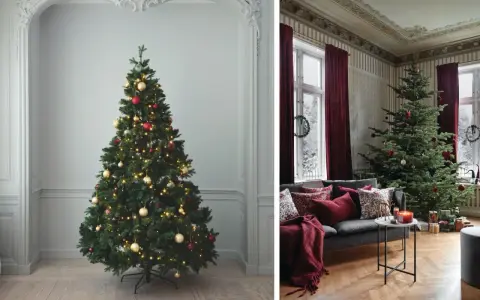 Två vackra julgranar, en i ett modernt rum och en i ett klassiskt, ger härlig julgrans inspo.