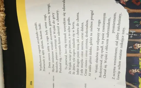Wiersz opisuje koncert Wojskiego, który gra na rogu, a jego muzyka rozbrzmiewa w lesie.