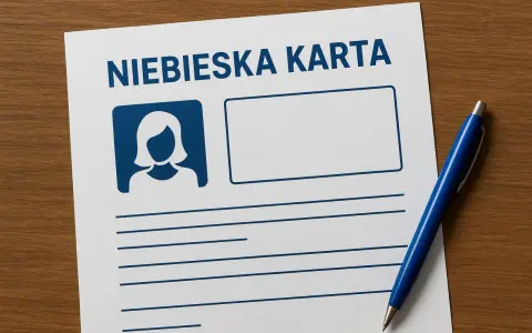 Niebieska karta z miejscem na zdjęcie i dane, gotowa do wypełnienia. Dokument ten może mieć poważne konsekwencje.
