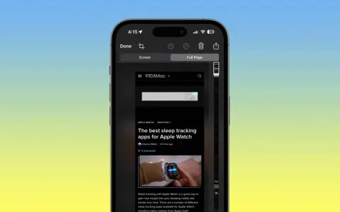 Jak zrobić długiego screena na iPhonie? Wybierz "Full Page" po zrobieniu zrzutu ekranu, aby uchwycić całą stronę.
