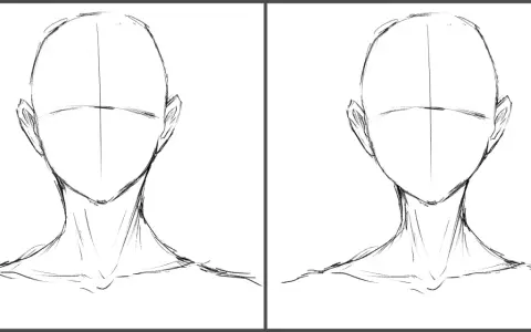 Dos bocetos de cabezas y cuellos en diferentes estilos de dibujo anime, listos para ser coloreados.