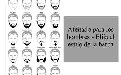 Ilustraciones de estilos de barba para hombres, desde afeitado hasta barba completa. Elige tu estilo de barba.