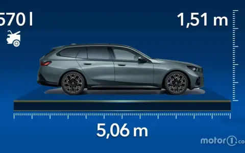 Medidas del BMW Serie 5 Touring: 5,06 m de largo, 1,51 m de alto y 570 l de maletero.