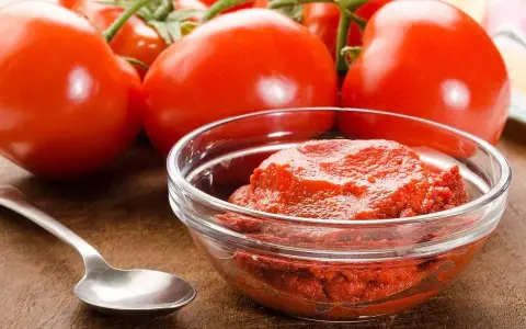 Färska tomater och en skål med tomatpuré, perfekt för ditt tomatpuré recept.