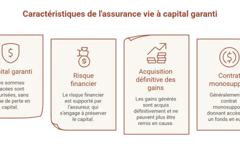 Assurance vie à capital garanti : sécurité des sommes, risque financier supporté par l'assureur, gains acquis définitivement, contrat monosupport en euros.