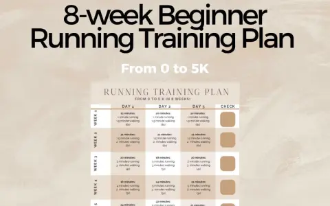 Ein Trainingsplan Laufen für Anfänger über 8 Wochen, der von 0 auf 5 km führt. Enthält tägliche Lauf- und Gehintervalle.