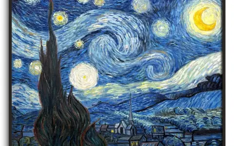 Nuit étoilée, chef-d'œuvre des artistes impressionnisme. Un cyprès sombre domine un village sous un ciel tourbillonnant de lune et d'étoiles.