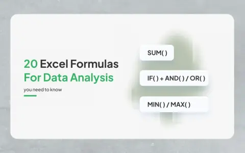 20 formule Excel per analisi dati: SUM(), IF(), AND(), OR(), MIN(), MAX(). Una tabella essenziale per chi lavora con i numeri.