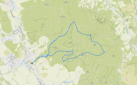 Mapa szlaków turystycznych Gór Sowich z zaznaczoną trasą.