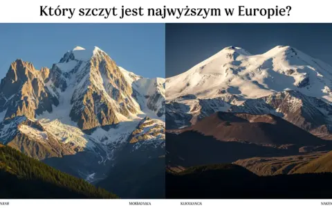 Dwa majestatyczne szczyty, jeden skalisty, drugi ośnieżony, rywalizują o miano najwyższego szczytu Europy.