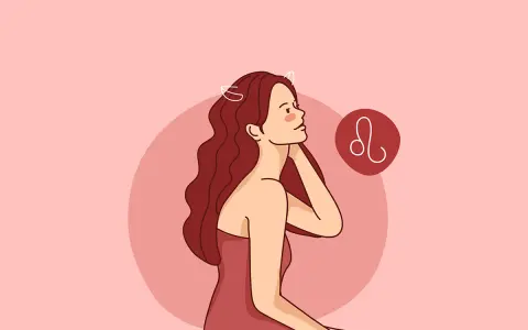 Kobieta z długimi włosami i symbolem Lwa. Jej postawa sugeruje pewność siebie, typową dla lew znak zodiaku charakterystyka.