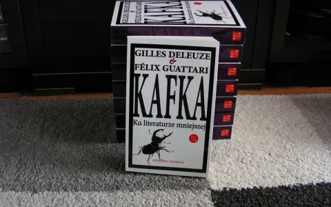 Stos książek z "Kafką" Deleuze'a i Guattariego, z widocznym żukiem na okładce, nawiązującym do prozy Franza Kafki.