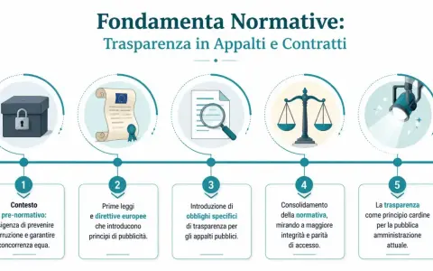 Schema sui fondamenti normativi per la trasparenza in appalti e contratti. Chi firma il sal? La normativa mira a prevenire corruzione e garantire equità.