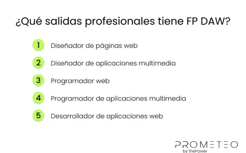 FP DAW online ofrece salidas como diseñador web, programador multimedia y desarrollador de aplicaciones.