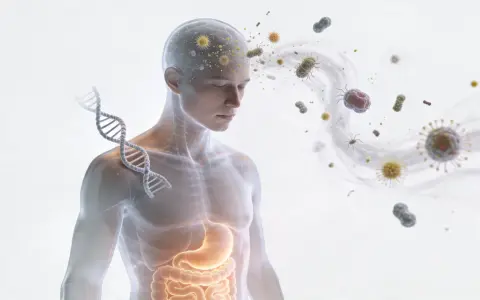 Representación de un cuerpo humano con ADN y virus, sugiriendo una posible alergia al vaper y su impacto en el sistema.