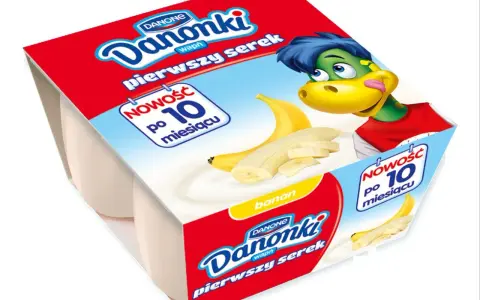 Danonki wapń pierwszy serek banan. Nowość po 10 miesiącu. Idealne dla maluchów od kiedy zaczynają przygodę z nowymi smakami.
