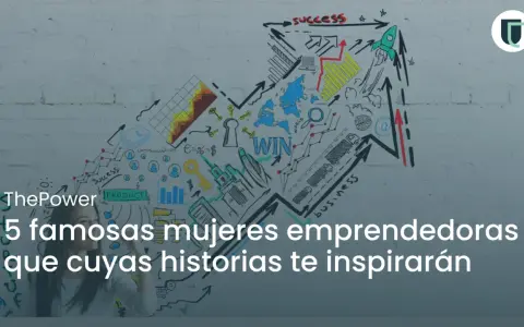 Mujeres emprendedoras famosas: una mujer mira un dibujo de una flecha ascendente con gráficos, llaves y un cohete.