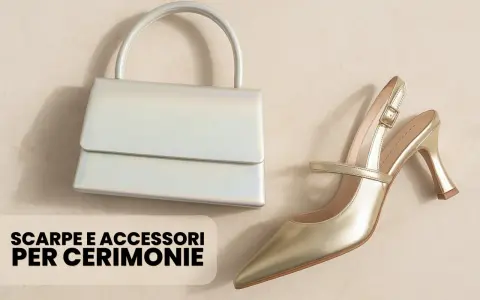 Borsa argento e scarpa oro, un perfetto abbinamento scarpe e borsa cerimonia per un look elegante.