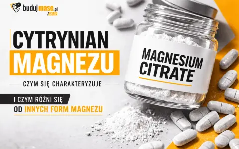 Czy cytrynian magnezu jest szkodliwy? Słoik z białym proszkiem i tabletkami, etykieta "Magnesium Citrate".