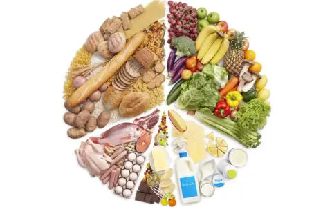 Un assortiment de fruits, légumes, céréales, viandes, poissons, œufs, produits laitiers et sucreries. Pour savoir comment grossir, il faut équilibrer ces groupes alimentaires.